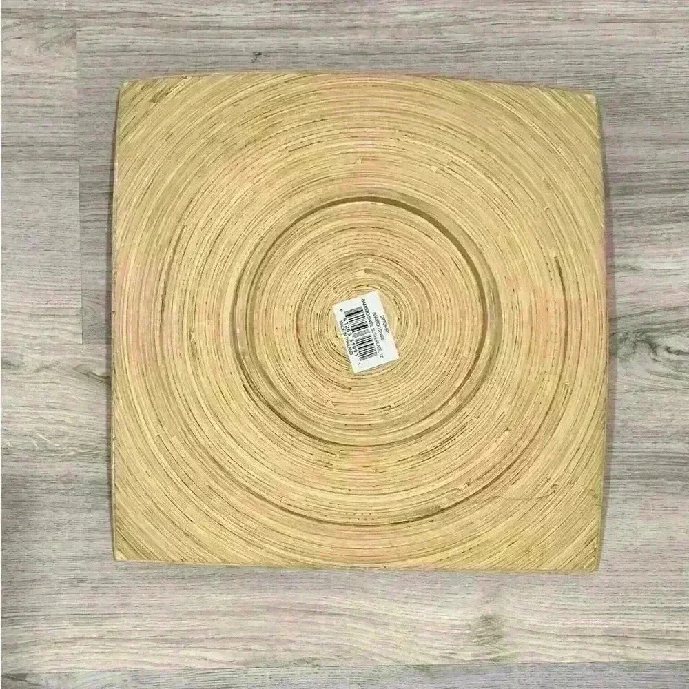 Bamboo Swirl Sushi Plate 12” Square Thailand Concave Sashimi Serving Platter